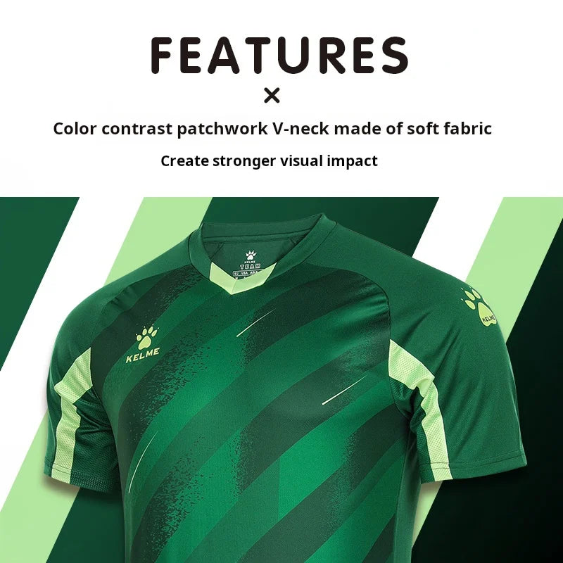 Kelme-Short de football à manches courtes, respirant, ensemble deux pièces, été