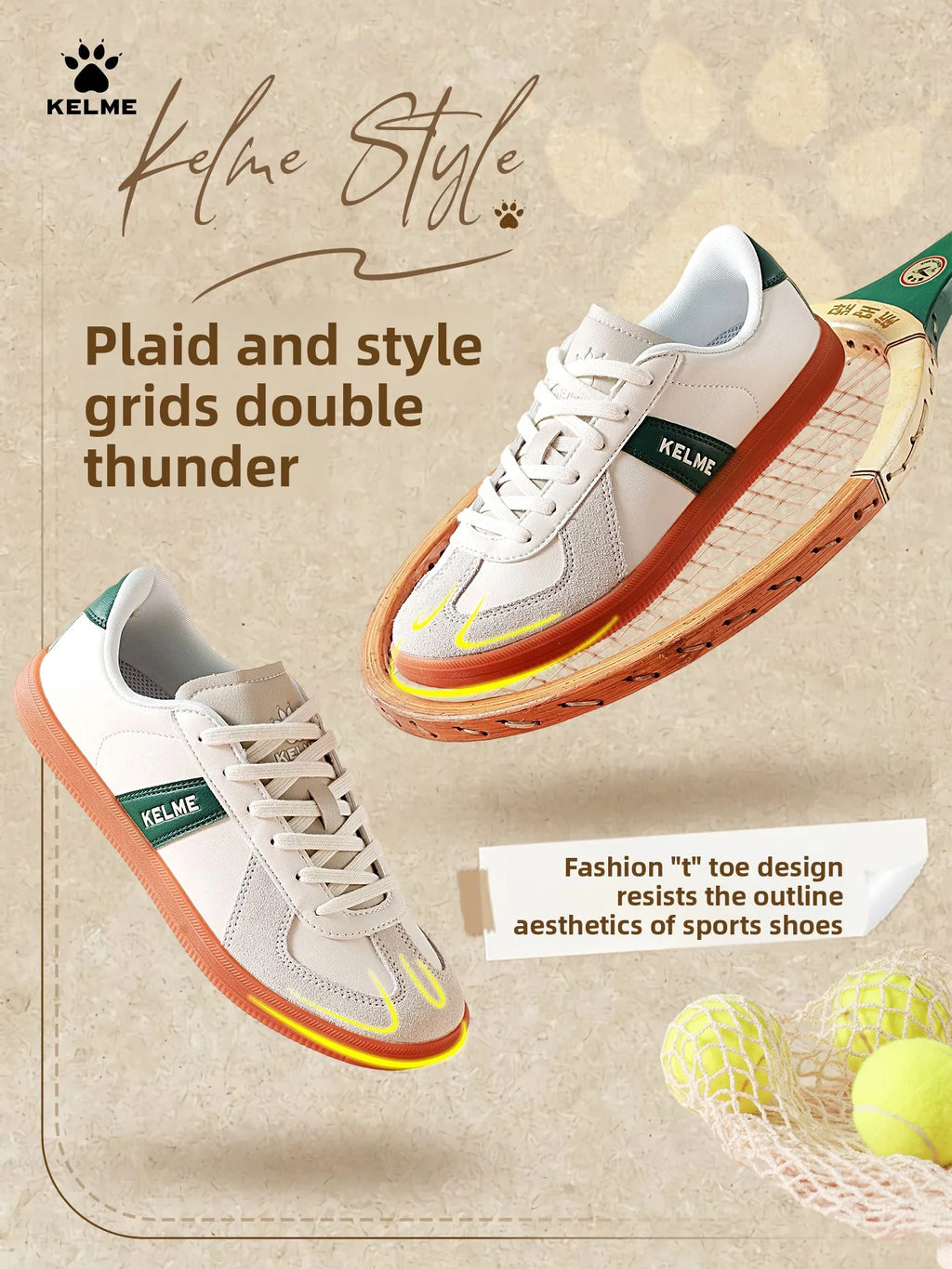Kelme chaussures d'entraînement chaussures pour hommes rétro t-head board chaussures femmes coupe basse à semelles fines chaussures de sport et de loisirs