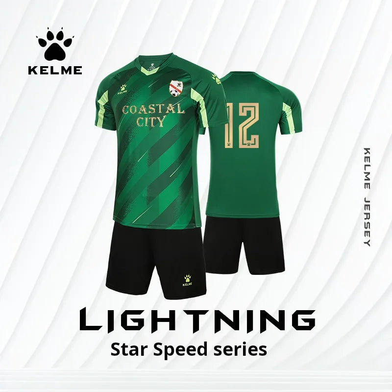 Kelme-Short de football à manches courtes, respirant, ensemble deux pièces, été