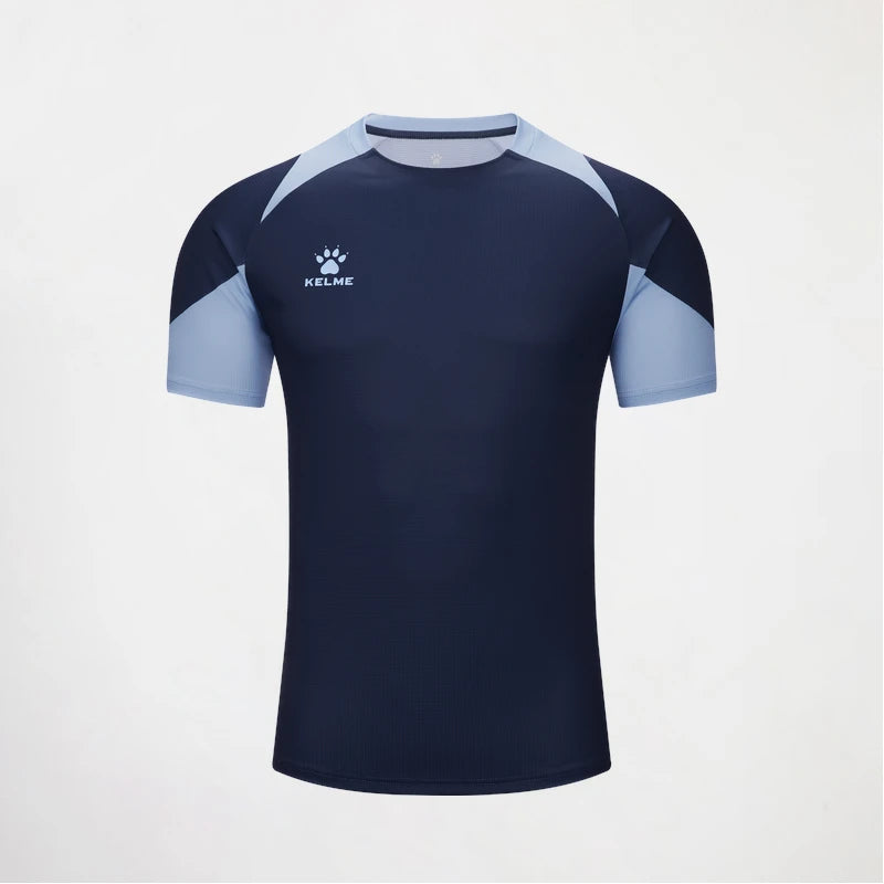 Kelme hommes football à manches courtes salle de Sport course évacuation de l'humidité col rond T-shirt exercice d'entraînement