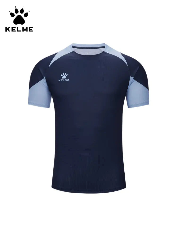 Kelme hommes football à manches courtes salle de Sport course évacuation de l'humidité col rond T-shirt exercice d'entraînement