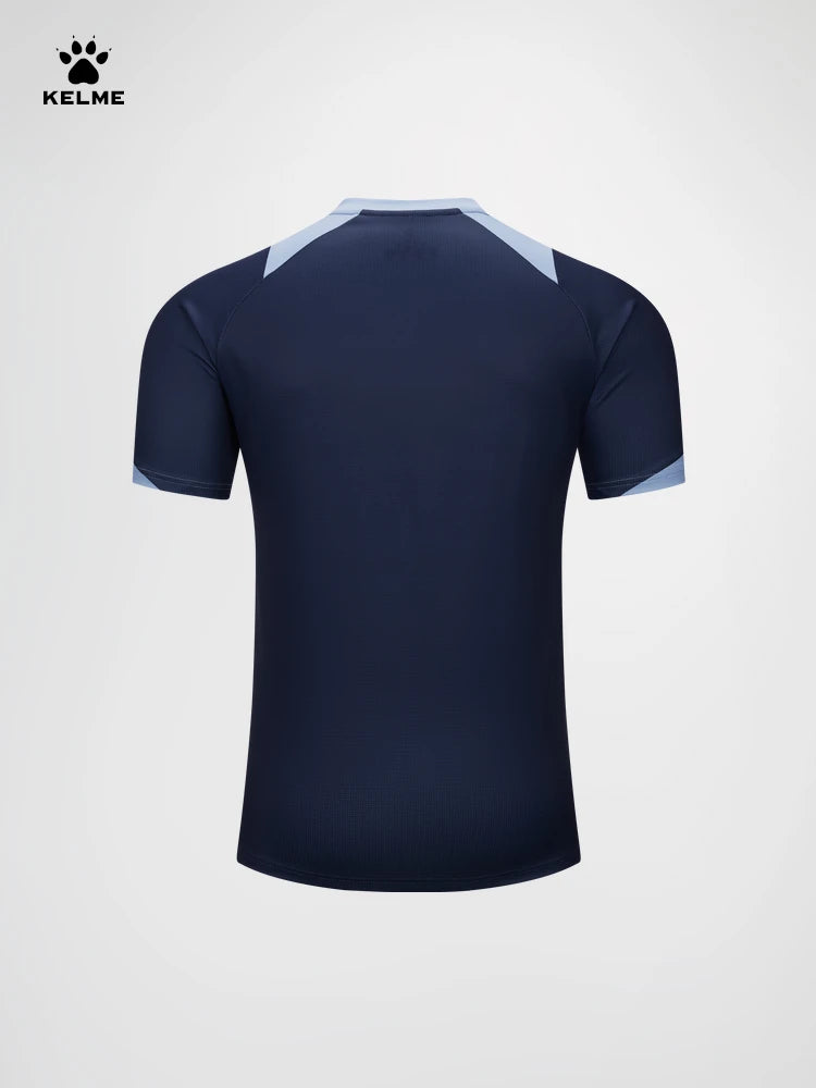Kelme hommes football à manches courtes salle de Sport course évacuation de l'humidité col rond T-shirt exercice d'entraînement