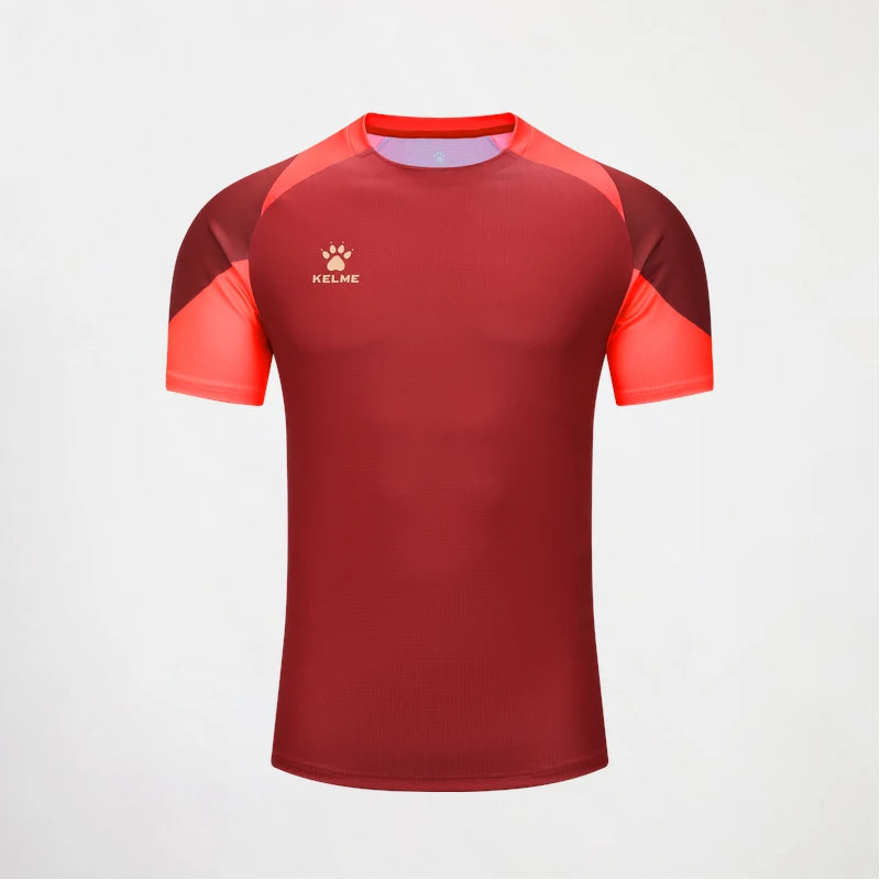 Kelme hommes football à manches courtes salle de Sport course évacuation de l'humidité col rond T-shirt exercice d'entraînement