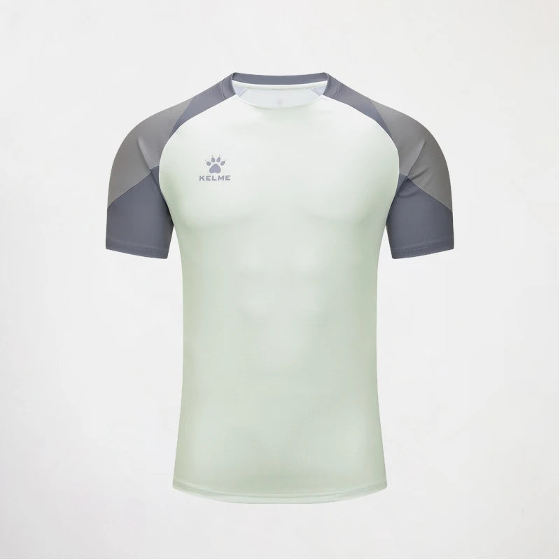 Kelme hommes football à manches courtes salle de Sport course évacuation de l'humidité col rond T-shirt exercice d'entraînement