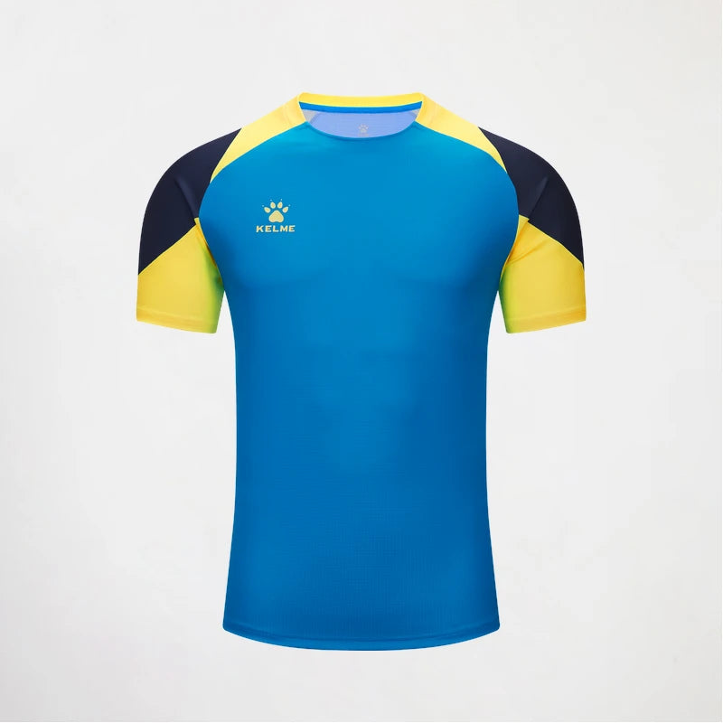 Kelme hommes football à manches courtes salle de Sport course évacuation de l'humidité col rond T-shirt exercice d'entraînement