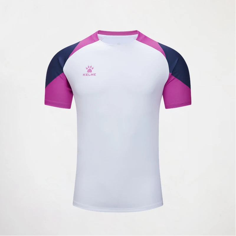 Kelme hommes football à manches courtes salle de Sport course évacuation de l'humidité col rond T-shirt exercice d'entraînement